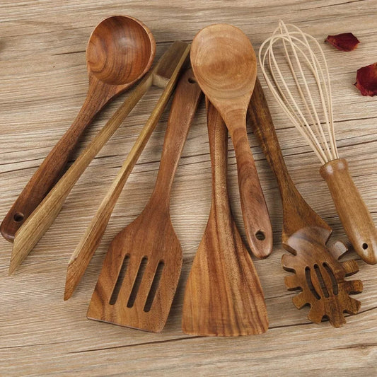 7-Piece Premium Wooden Kitchen Utensil Set