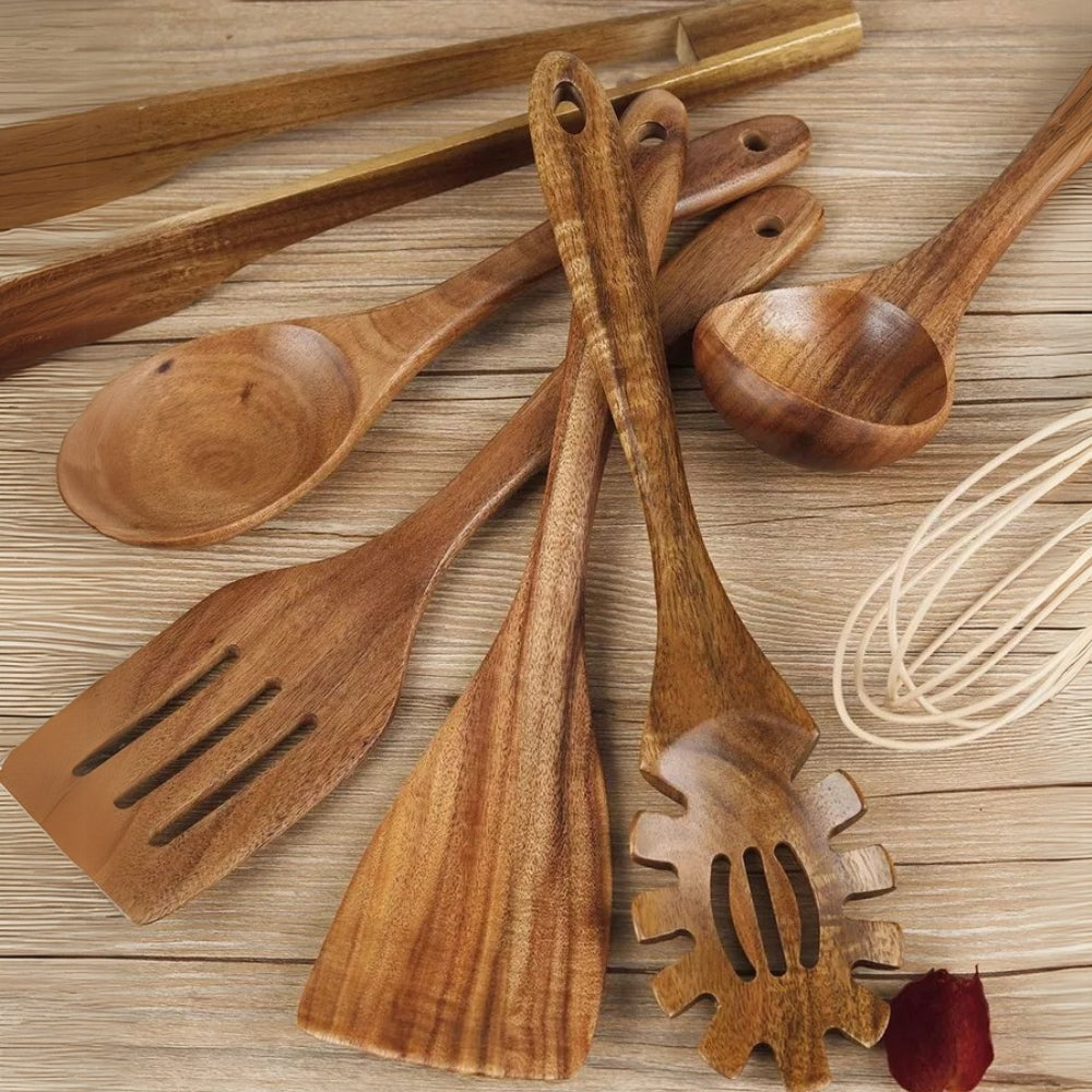 7-Piece Premium Wooden Kitchen Utensil Set